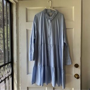 Ava & Vic Light Blue Striped Long Sleeve Shirt Dress